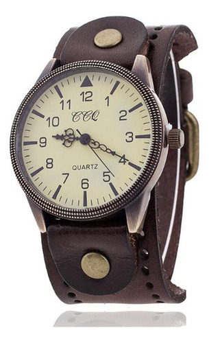 Reloj De Pulsera Vintage De Cuero Para Hombre Y Mujer, Reloj