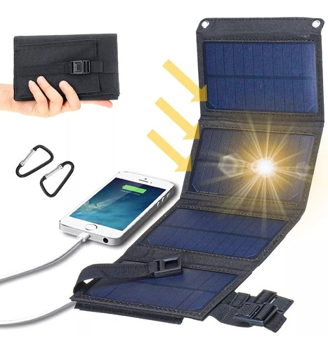 Cargador Solar Portátil Plegable De Panel 20w Puertos Usb