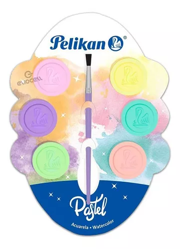 6 Acuarelas Infantil Pastilla Colores Pastel Pelikan Niños