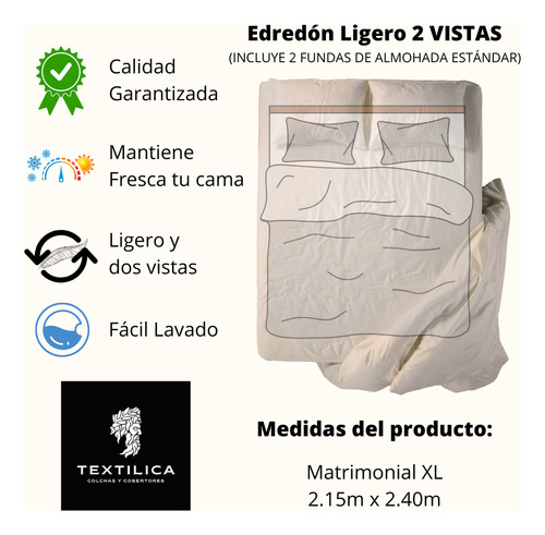 Edredón Fresco 2 Vistas Matrimonial Semantic Regina C/fundas