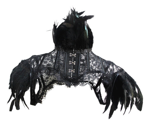 Faux Feather Shrug Chal Encaje Gótico Pluma Collar Bufandas