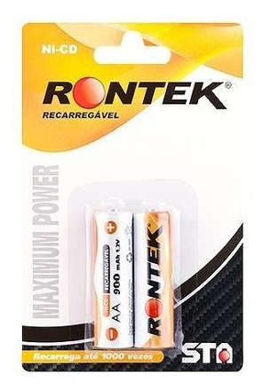 Pilha  recarregável AA Rontek Recarregáveis Ni-CD 1229 Cilíndrica