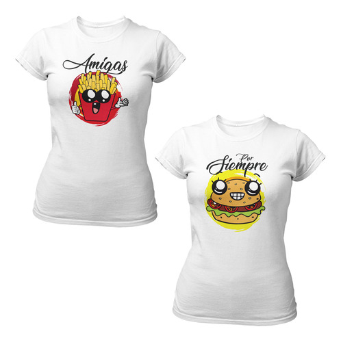 Playeras Para Amigos - Luv  - Bff - Hamburguesa Y Papas