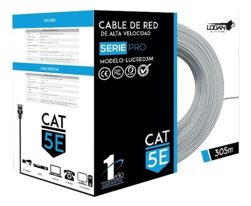 Cable Utp Logan Blanco Cat 5e Cobre Bobina 305mt Red Easybuy