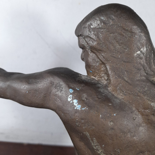 Imagem 8 de 10 de Estatua Escultura Ferro Fundido Arqueiro Antiga 30 Cm Altura