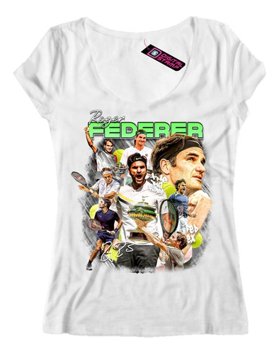 Remera Roger Federer Tenis 12 Mujer Digital Premium Dtg