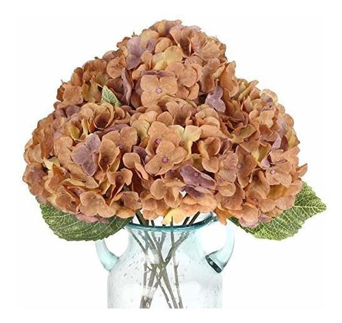 Hortensias Artificiales 1ramo -5flores-diam.16cm. Tostado