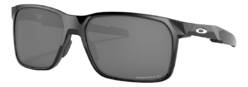 Óculos de sol polarizados Oakley Portal X Standard armação de o matter cor polished black, lente black de plutonite prizm, haste polished black de o matter - OO9460