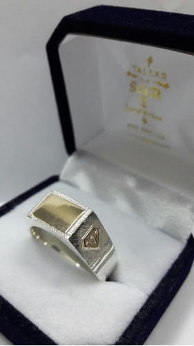 Sello-anillo-iniciales- Joven-dama- Plata Y Oro Diamante