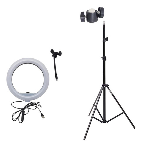 Ring Light Medio Tripé E Suporte Para Celular 12 Polegadas