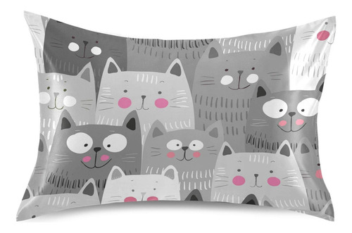 Xigua Fundas De Almohada De Saten Con Diseno De Gato Transpi