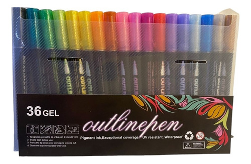 Lápices Marcadores Mágicos Metálicos Con Contorno 36 Colores
