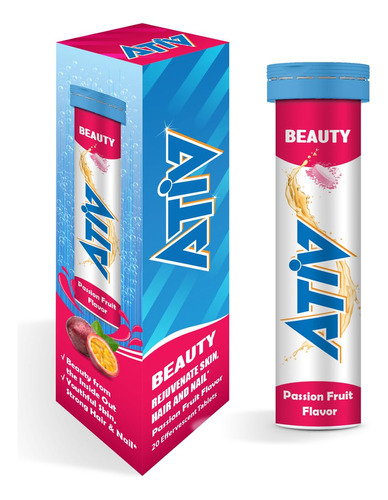 Ativ Beauty, 20 Tabletas Efervescentes Con Colageno, Biotina