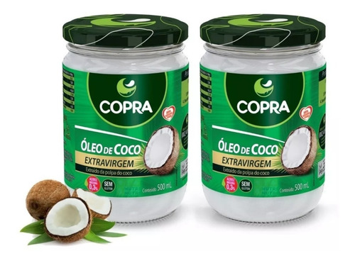 Kit 2 - Óleo De Coco Extravirgem 500ml Copra - 1 Litro
