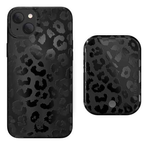 Funda Para iPhone 15 + Bateria Magsafe Leopardo Negro