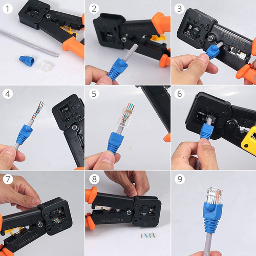Imagen 2 de 6 de Justech Rj45 Crimp Tool Juego De Herramientas De Crimpado De