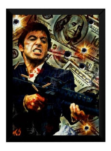 Quadro Filme Scarface Tony Montana Arte Poster Moldurado