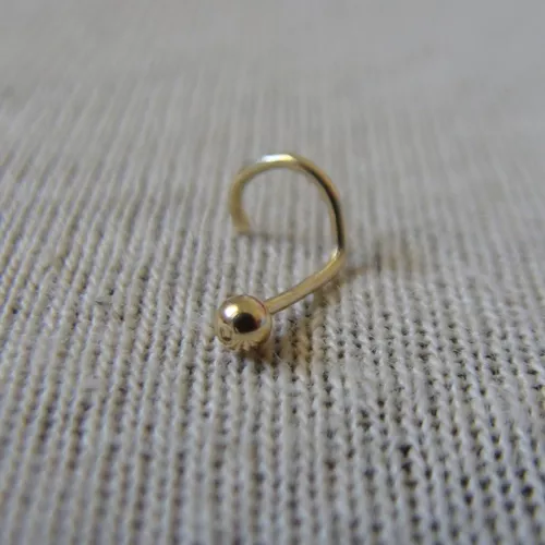 Piercing Sobrancelha em Ouro 18k Pino Curvado Bolinha