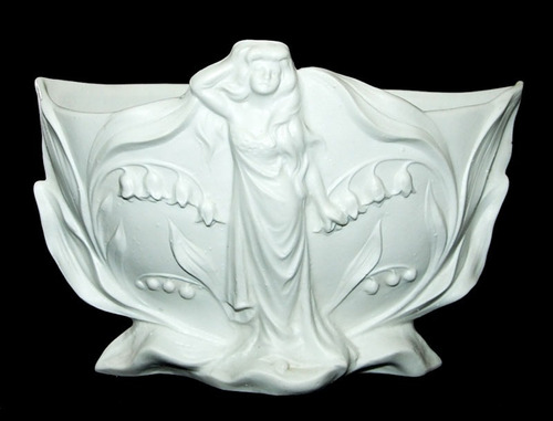 Floreiro Art Nouveau Alemão Em Porcelana Biscuit