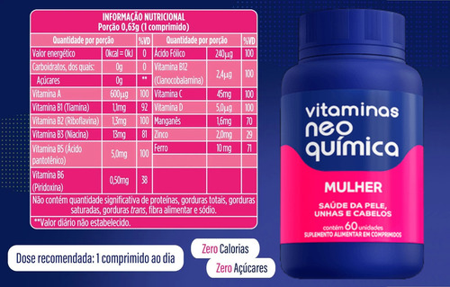Kit 4x Multivitaminico Mulher 60 Comprimidos - Neo Química