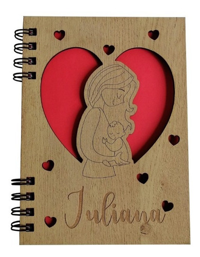 Cuaderno Madre Personalizado Con Nombre 19x14cm Mdf