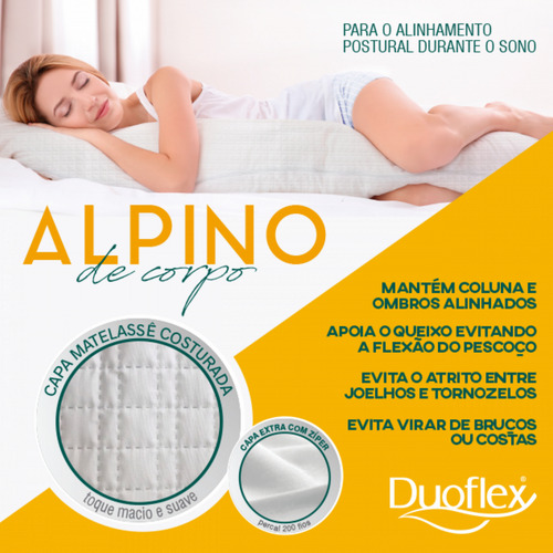 Travesseiro Alpino De Corpo 1,42m X 35cm Com Capa Removível