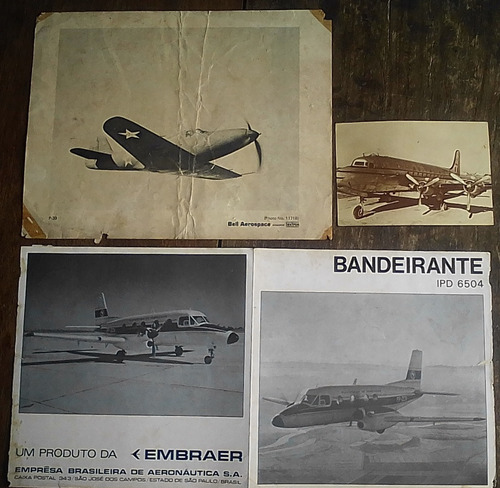 Aviação: Folder Embraer, Postal Dc4, Bell P39, Apostila Bac