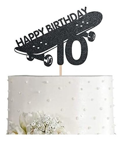 Skateboard 10 Cake Topper, Boy Girl Sport Happy 10th Ypsrp