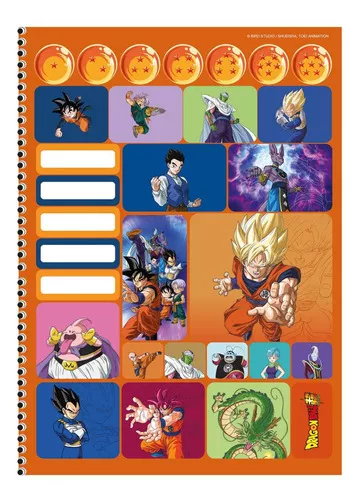 Kit 4 Cadernos Goku Dragon Ball Super Espiral Universitário Cor