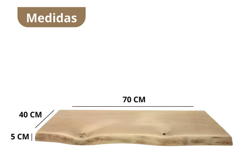 Prancha Resistente Madeira Maciça Com Borda Orgânica 70x40x5
