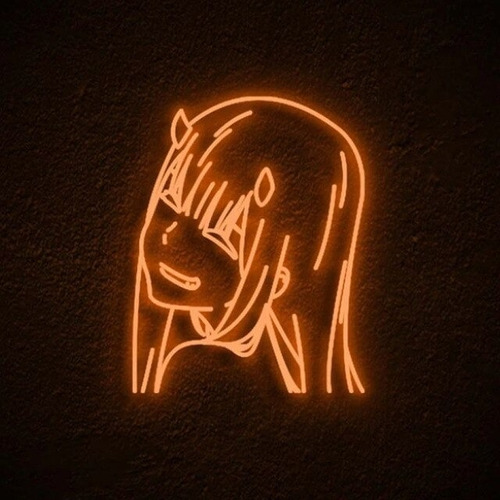 Letrero Led Neon Zero Two Silueta Anime 43x55 Naranja