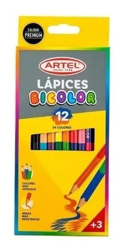 Estuche 12 Lápices Bicolor Artel (24 Colores)