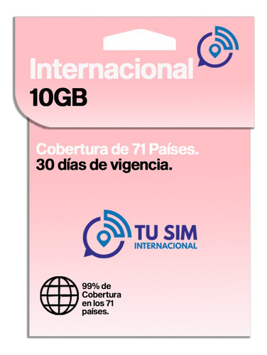 Sim Card Internacional Mas De 70 Paises 10 Gb Navegacion 