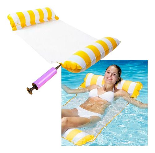 Rede De Piscina Boia Inflável - Relaxe Flutuando Na Piscina Cor Amarelo