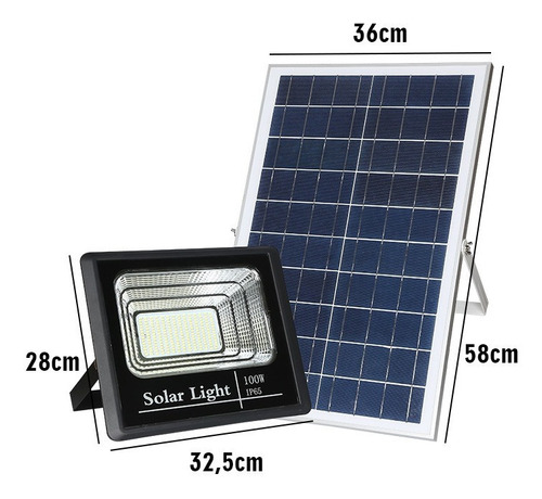 Foco Solar Led 100w C Sensor Patio Jardin Calles Exterior