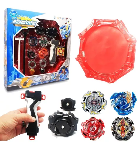 Kit com 4 peoes beyblade metal burst 2 lancadores 2 cordinha arena xun