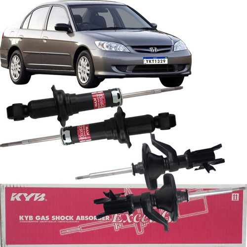 4 Amortecedor Original Kyb Excel-g Civic 1.7 2001 Até 2006