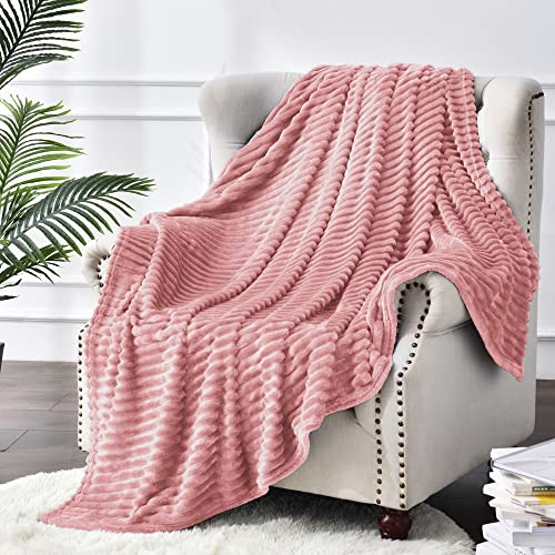 Fleece Throw Blanket For Couch  3d Ribbed Jacquard Soft...