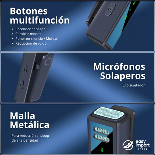 Microfono Inalambrico Solapero Dual 2en1 + Estuche Cargador