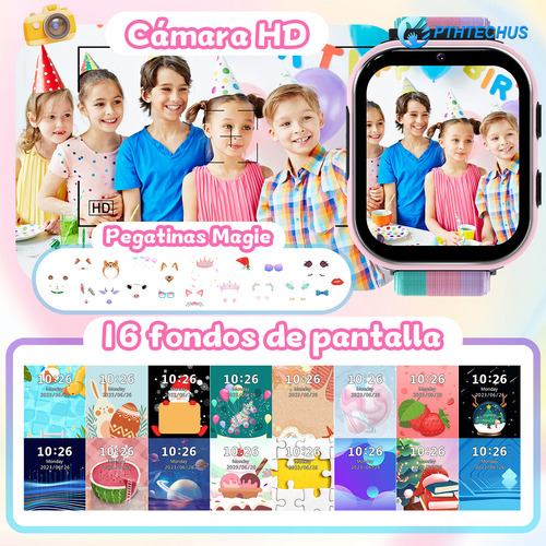 Reloj Inteligente 4g Llamadas HD Reloj Smartwatch Para Niños 4g Señal Reloj Inteligente Para Compatible con chip SIM 4g PTHTECHUS SOS smart watch Lt49 Rosa Llamadas Smartwatch,FULL HD LCD Smartwatch