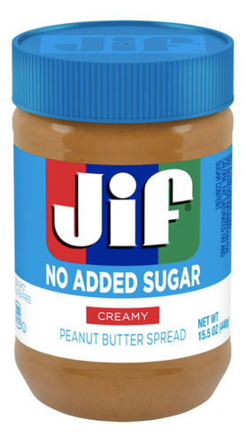 Jif No Added Sugar Creamy Peanut Butter Spread, 15.5 Oz