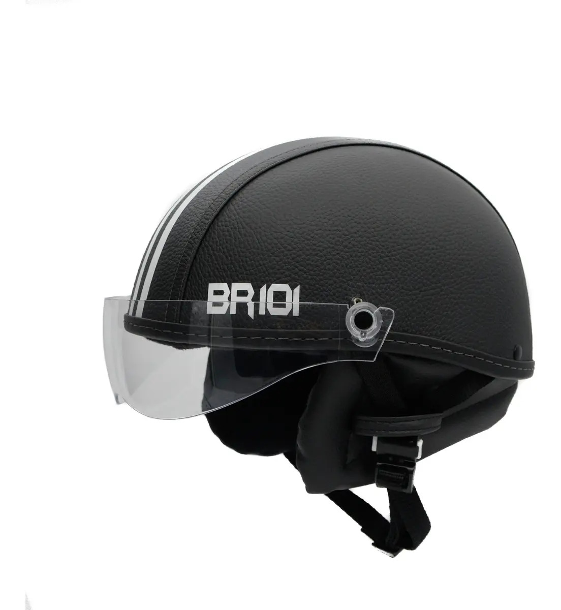 Capacete Skatista BR101 Couro Viseira Removível Bike Patinete Preto PP