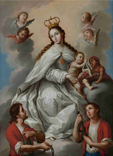 Lienzo Canvas Arte Sacro Virgen Merced José Campeche 100x72
