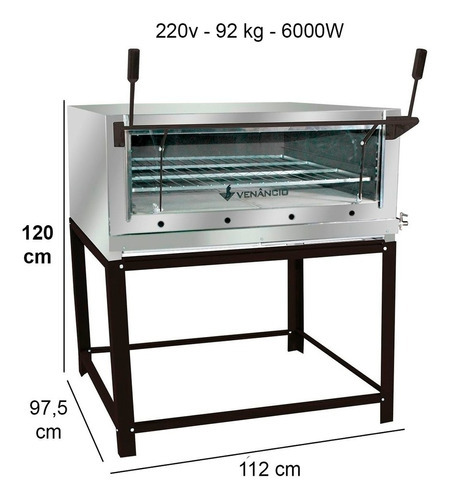 Forno Refratário Elétrico Inox 95x95 Roma Feri110 Venâncio