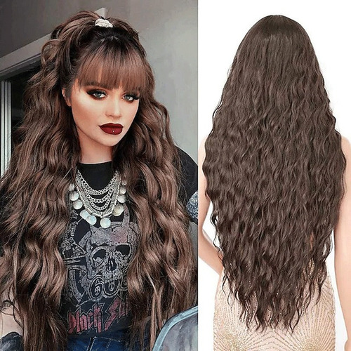 I Pulôver De Cabelo Longo Cacheado Natural Com Franja