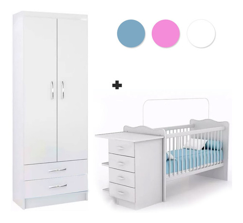 Cuna Infantil C/ Cambiador + Ropero 2p C/ 2c Dormitorio Inf