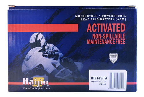 Imagen 3 de 9 de Batería Moto Haijiu Htz14s-fa Agm Gel Libre Mantenimiento