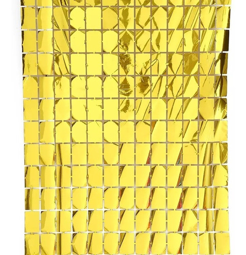 4 Cortina Metálica Cuadrada Tipo Panel Decorativo Cuadros 4d Color Dorado