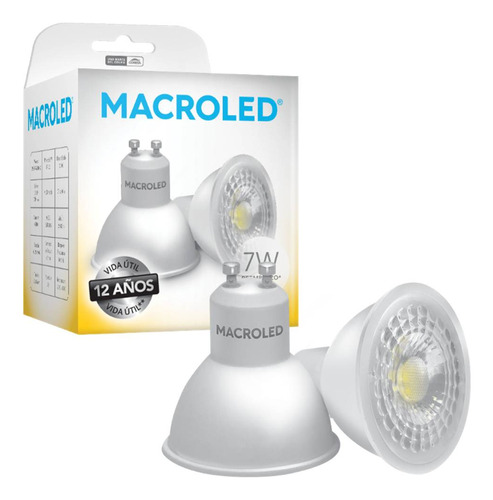 Pack 30 Lampara Dicroica Led 7w 220v Luz Calida Macroled