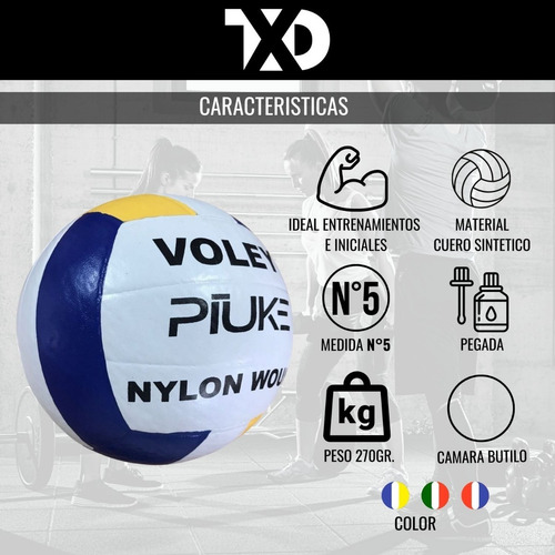 Pelota Voley Cuero Sintético Tricolor Entrenamiento Volley